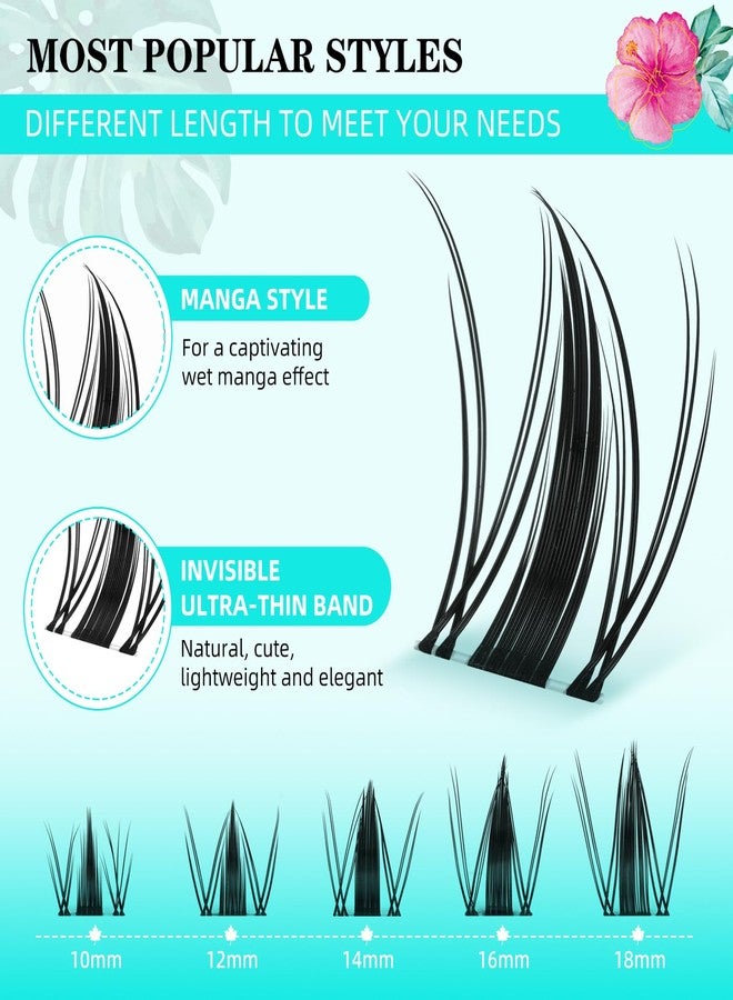 AMZGIRL LASH Lash Clusters Kit 168pcs Manga Lash Extension Kit Anime Cluster Lashes Natural Look with Waterproof Lash Bond and Seal Lashes Wet Look Ultra-Thin Invisible Lash Band(Autumn Leaves-Kit,D-10-18mm) - Image 3